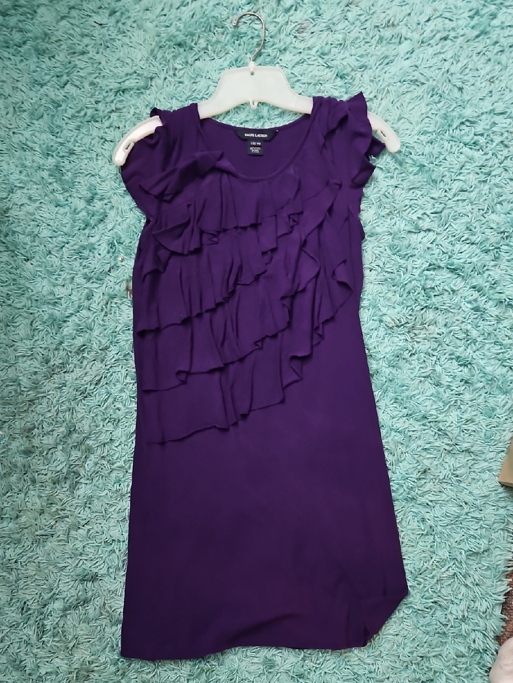 Ralph Lauren Purple Ruffle-Front Midi Dress